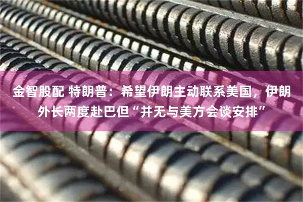 金智股配 特朗普：希望伊朗主动联系美国，伊朗外长两度赴巴但“并无与美方会谈安排”